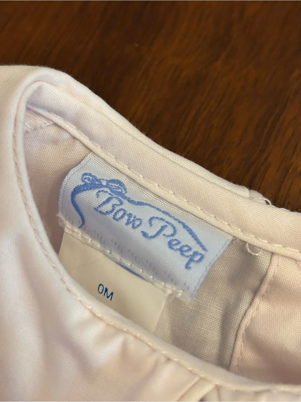 Bow Peep Smocked Baby Christening Day Gown White 0M Peter Pan Collar NWOT